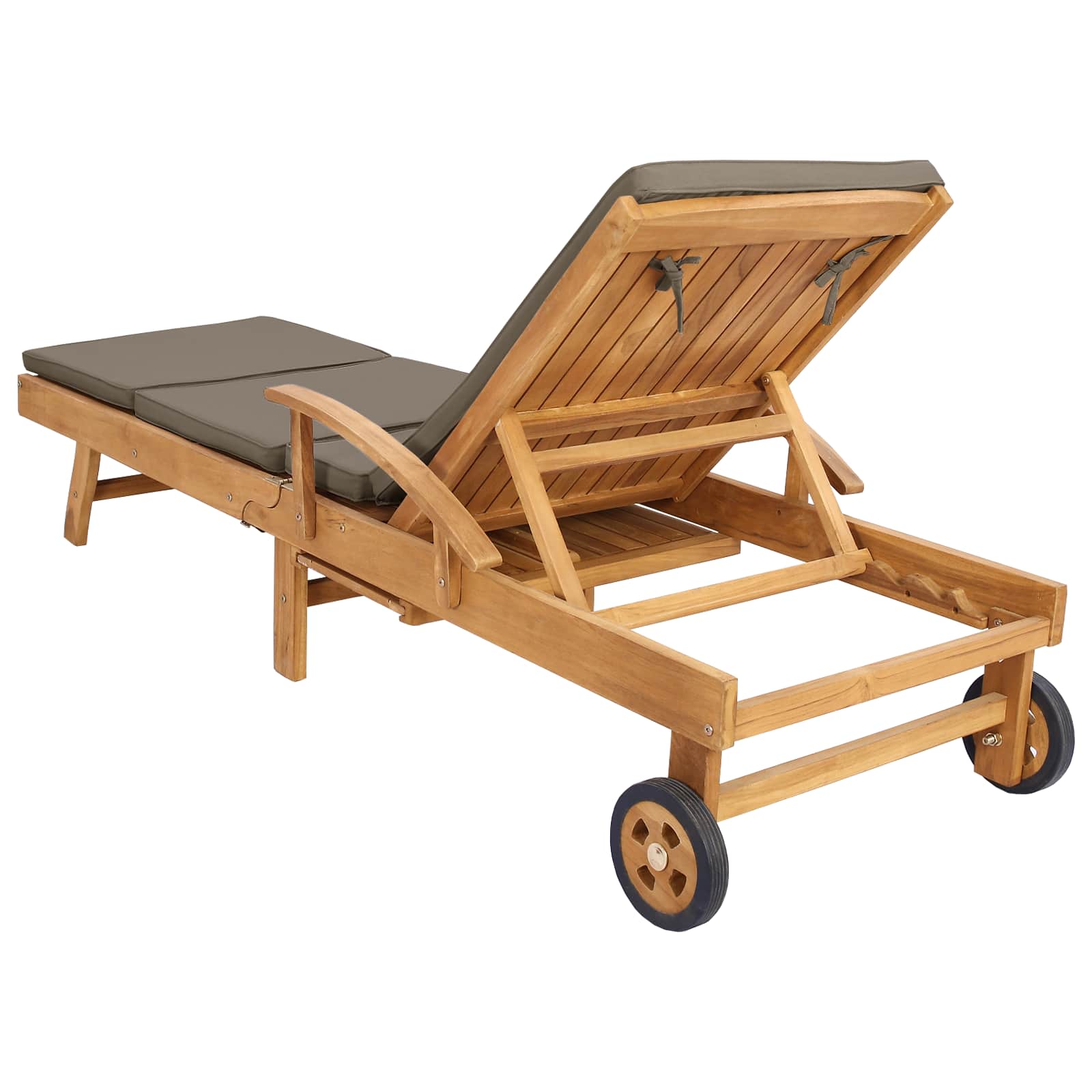 Sonnenliege 1-Person Braun Massivholz Teak