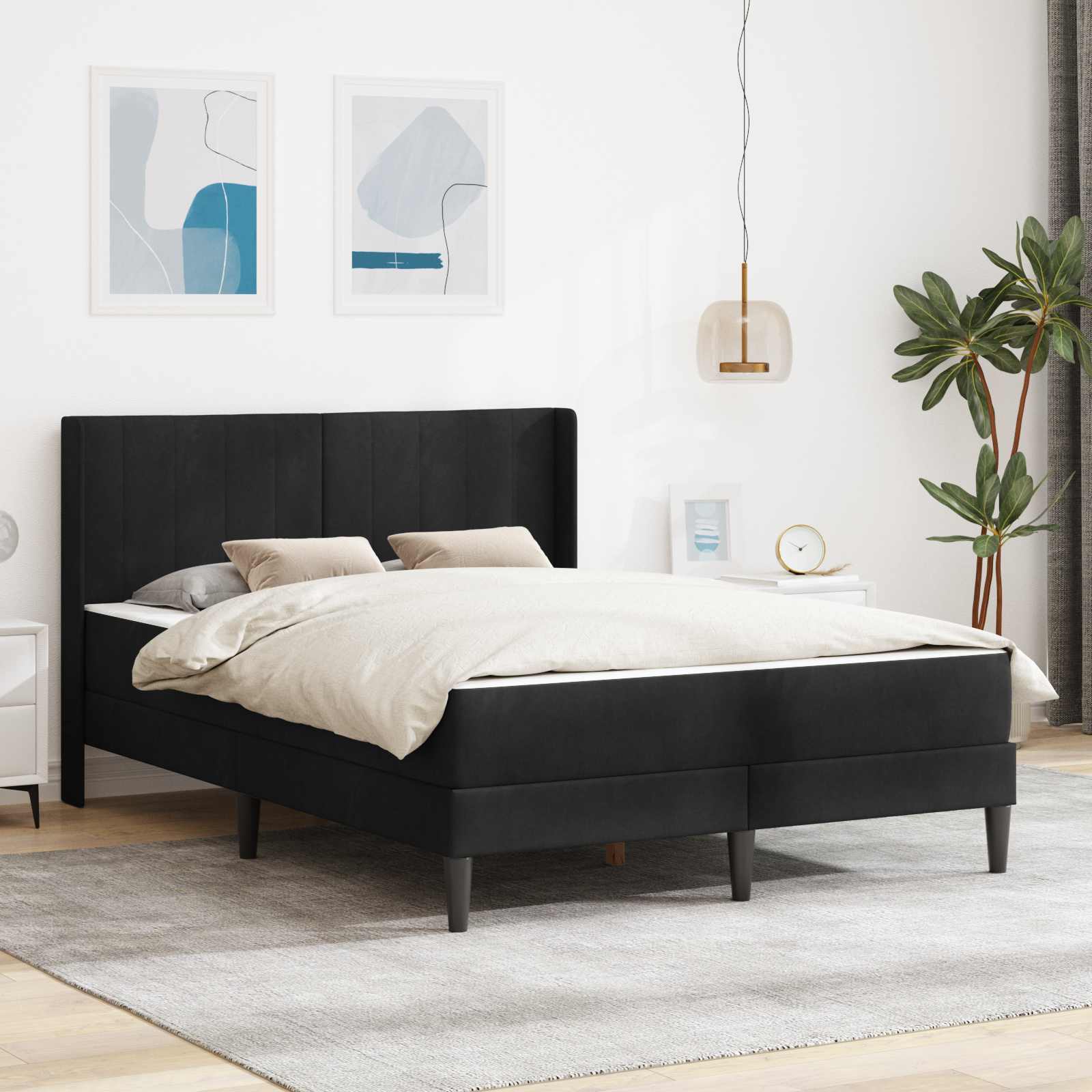 Bettgestell mit Matratze mit Kopfteil Hellgrau 80 x 200 cm Samt