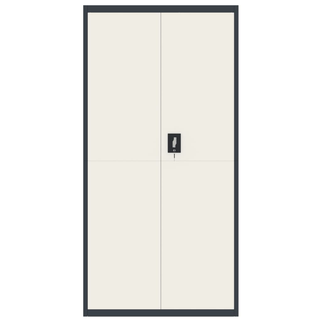 Aktenschrank mit 2 Türen Grau 90 cm Stahl
