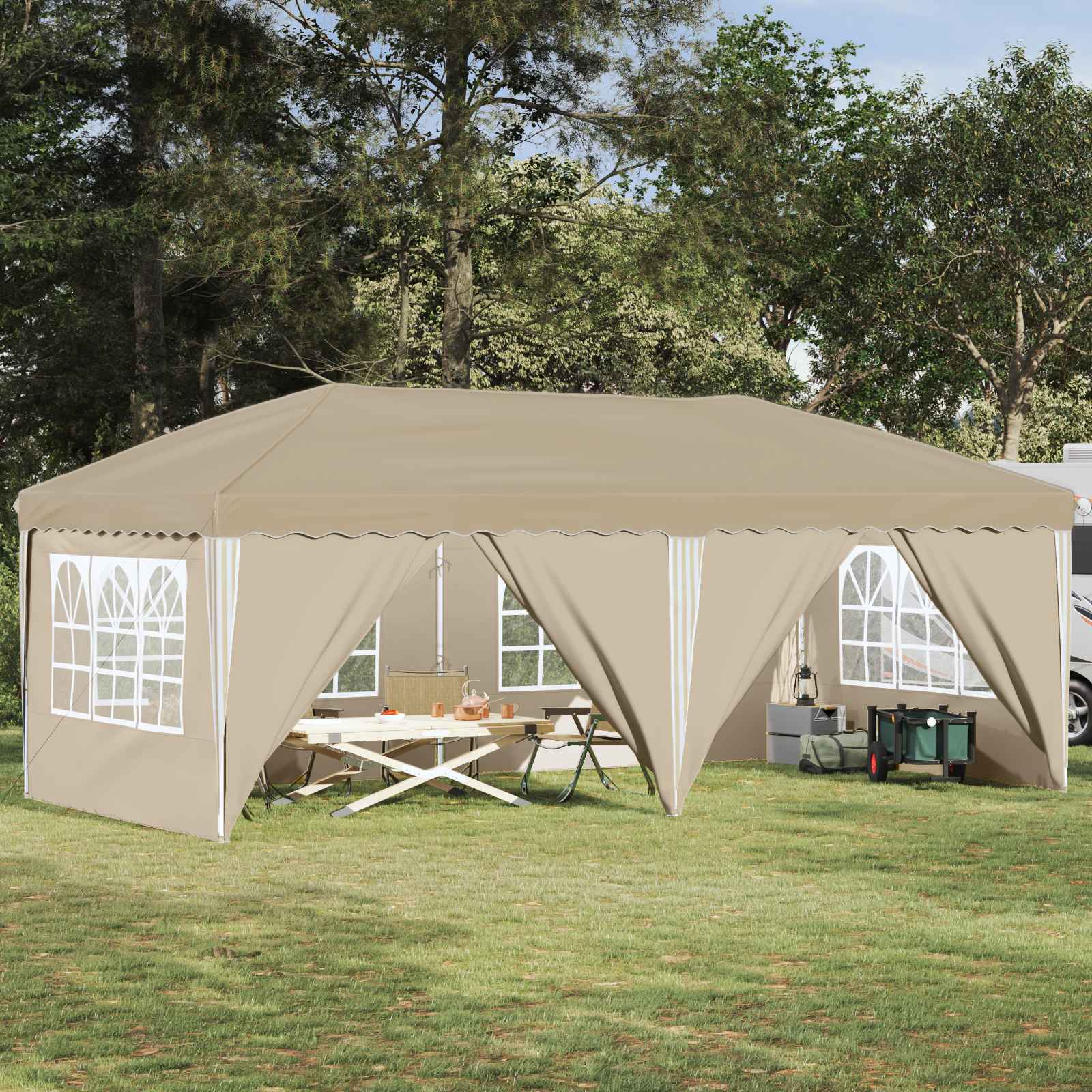 Pop-up Partyzelt 575 x 290 x 245 cm Creme