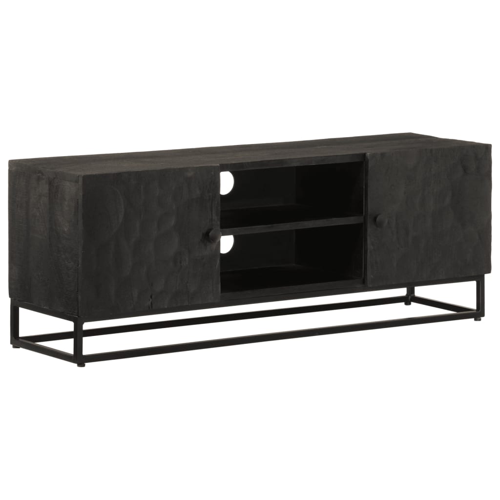 Nachttisch Schwarz 40x30x50 cm Massivholz Mango und Eisen
