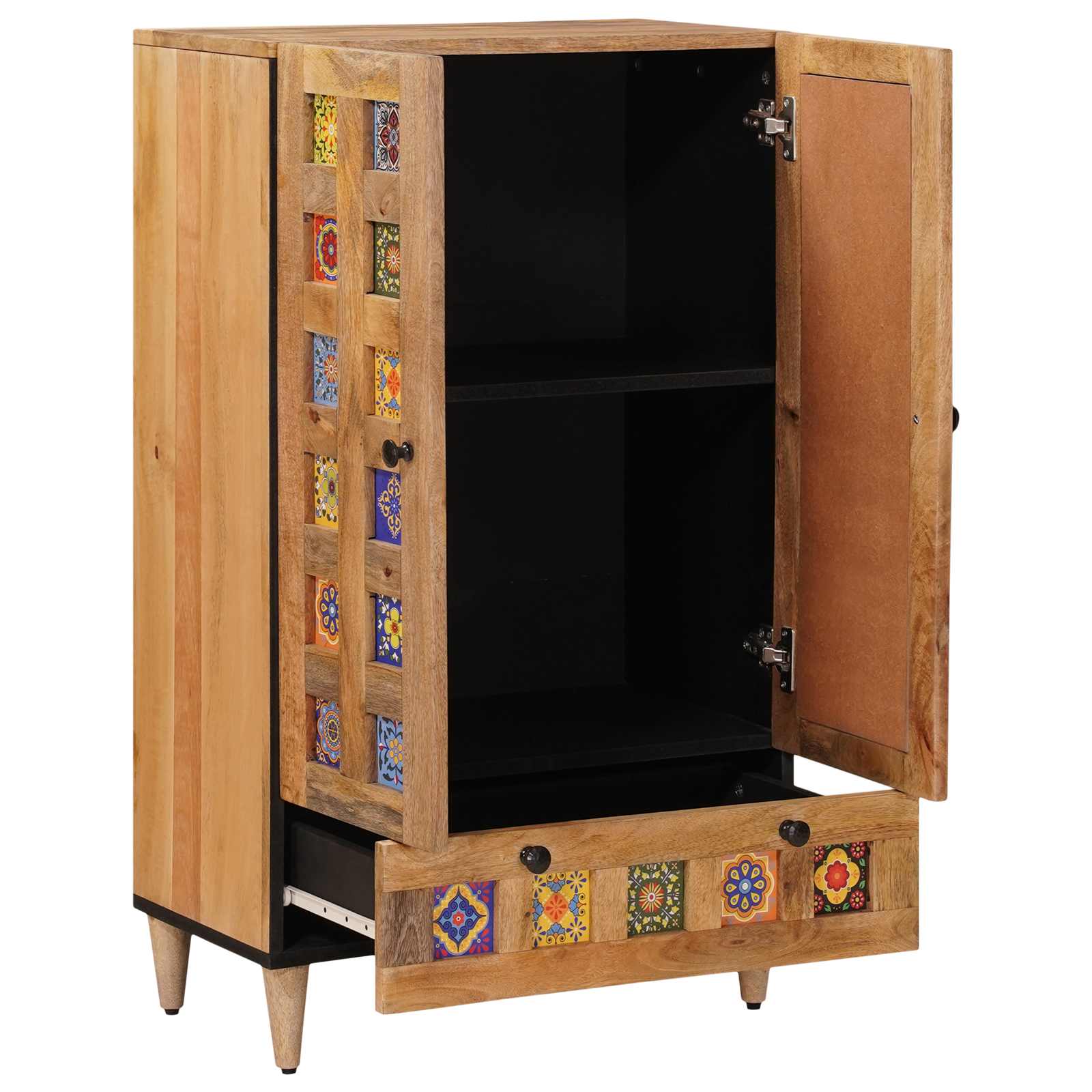Highboard mit Tür Walnuss 60 x 33,5 x 100 cm Massivholz Mango