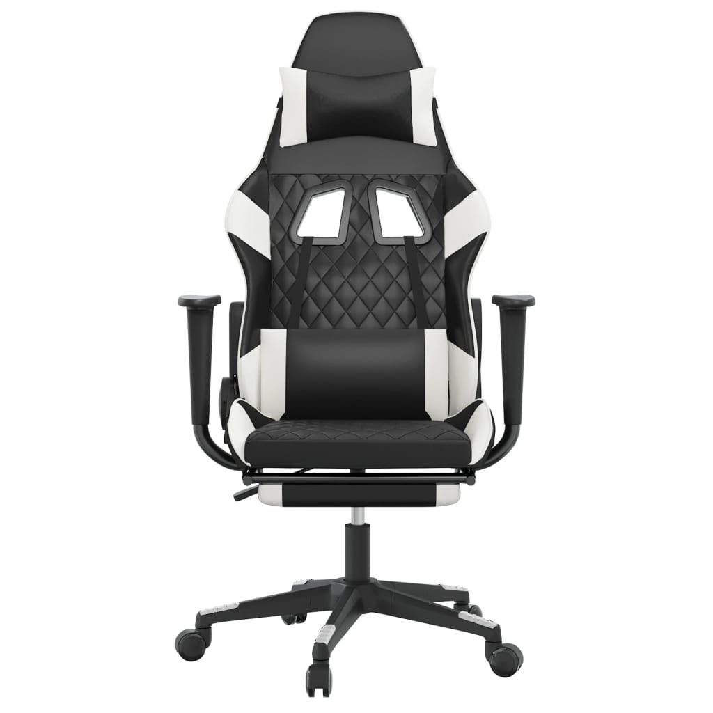 Gaming-Stuhl mit Massagefunktion Schwarz und Blau Kunstleder
