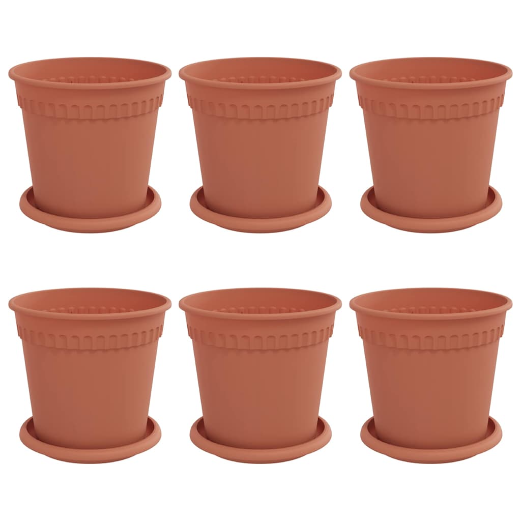 Blumentöpfe 6 pcs Ziegelrot Ø 12,5 x 10 cm Kunststoff