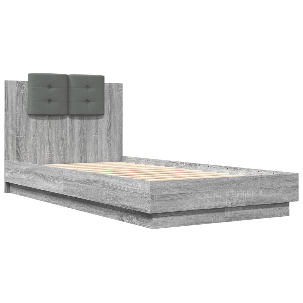 Bettgestell mit Kopfteil Grau Sonoma 180x200 cm Holzwerkstoff