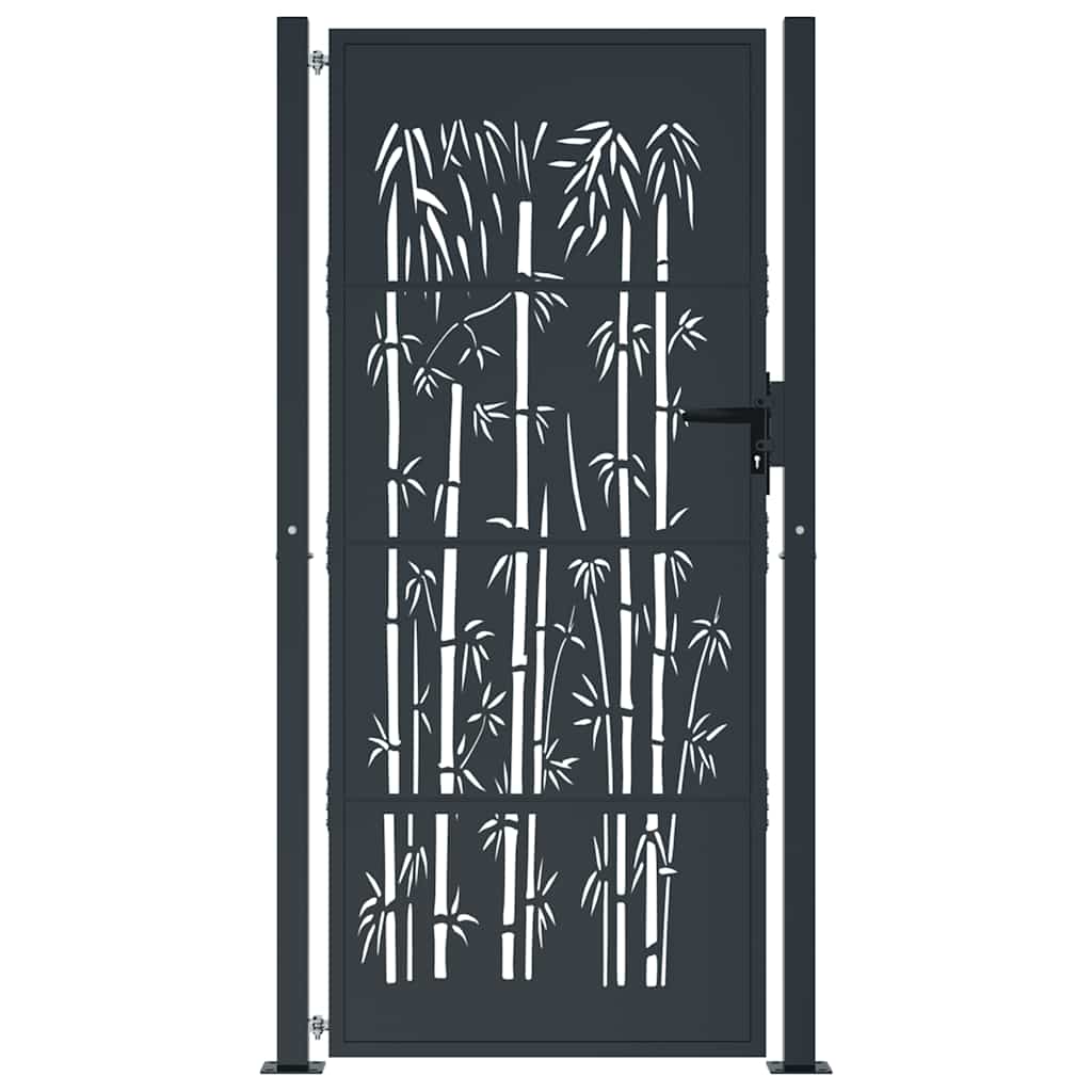 Gartentor Anthrazit 100x75 cm Stahl Bambus-Design