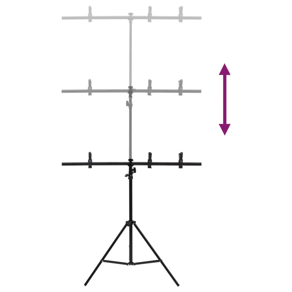 Hintergrundständer T-Form Schwarz 151x60x(70-200) cm