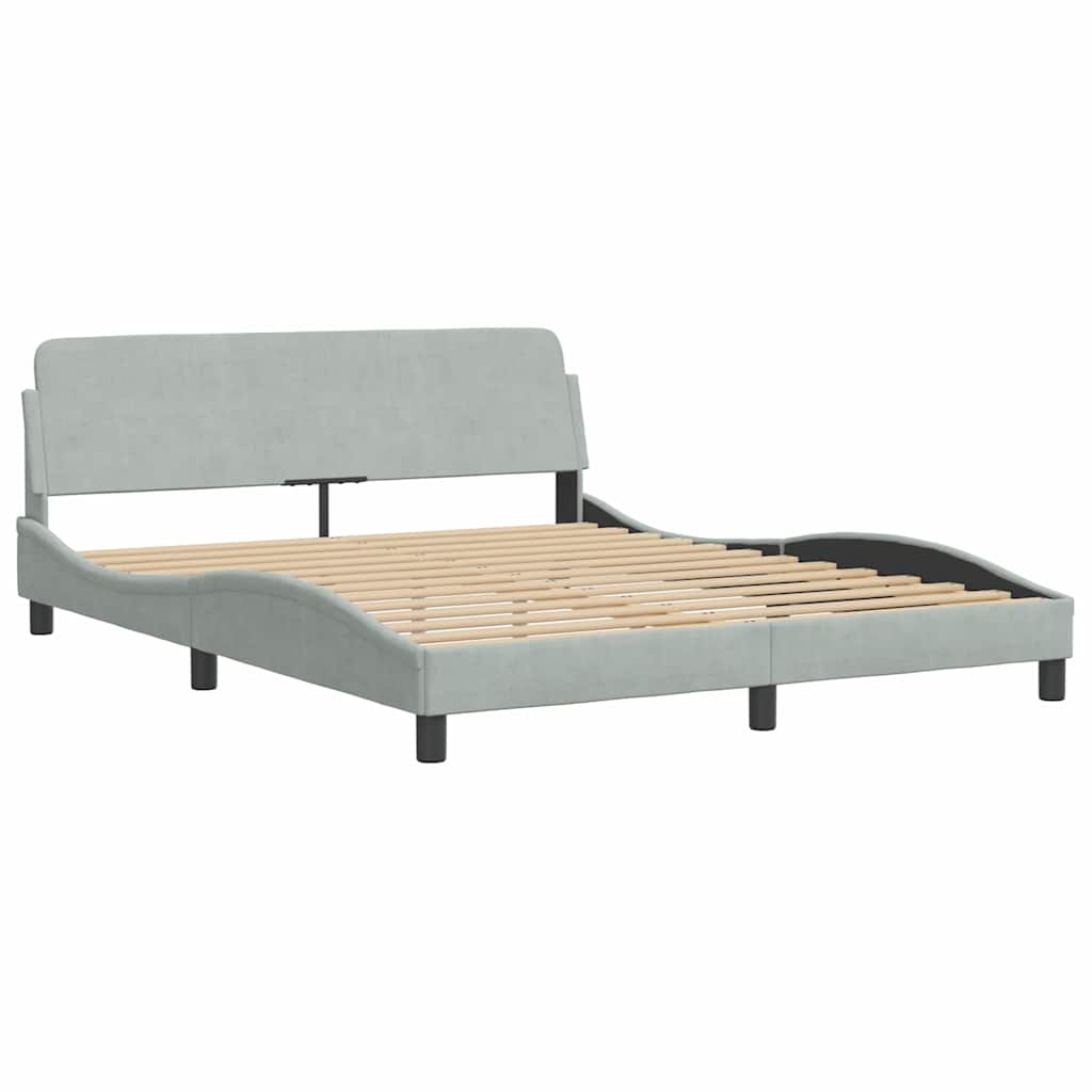 Bett mit Matratze "Dover" Hellgrau 80x200 cm Samt