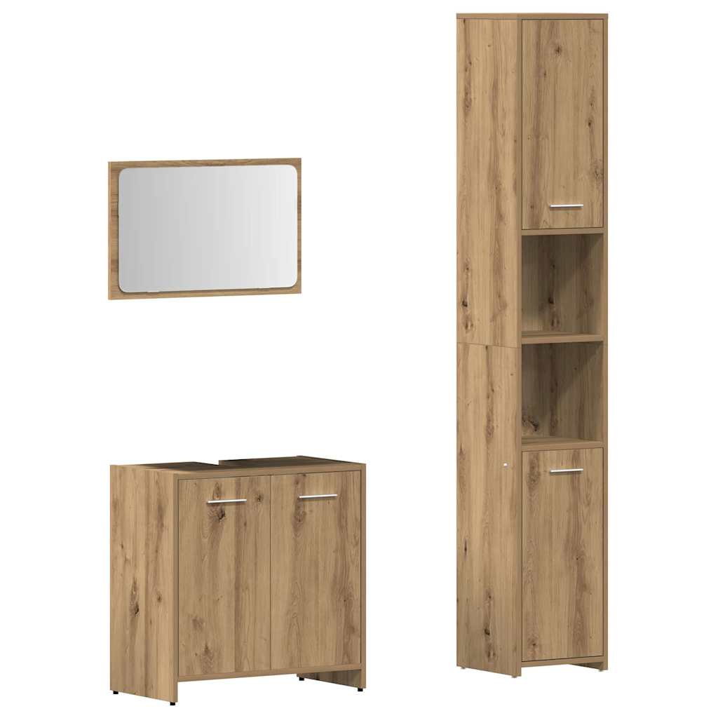 3-tlg. Badmöbel-Set Räuchereiche Holzwerkstoff