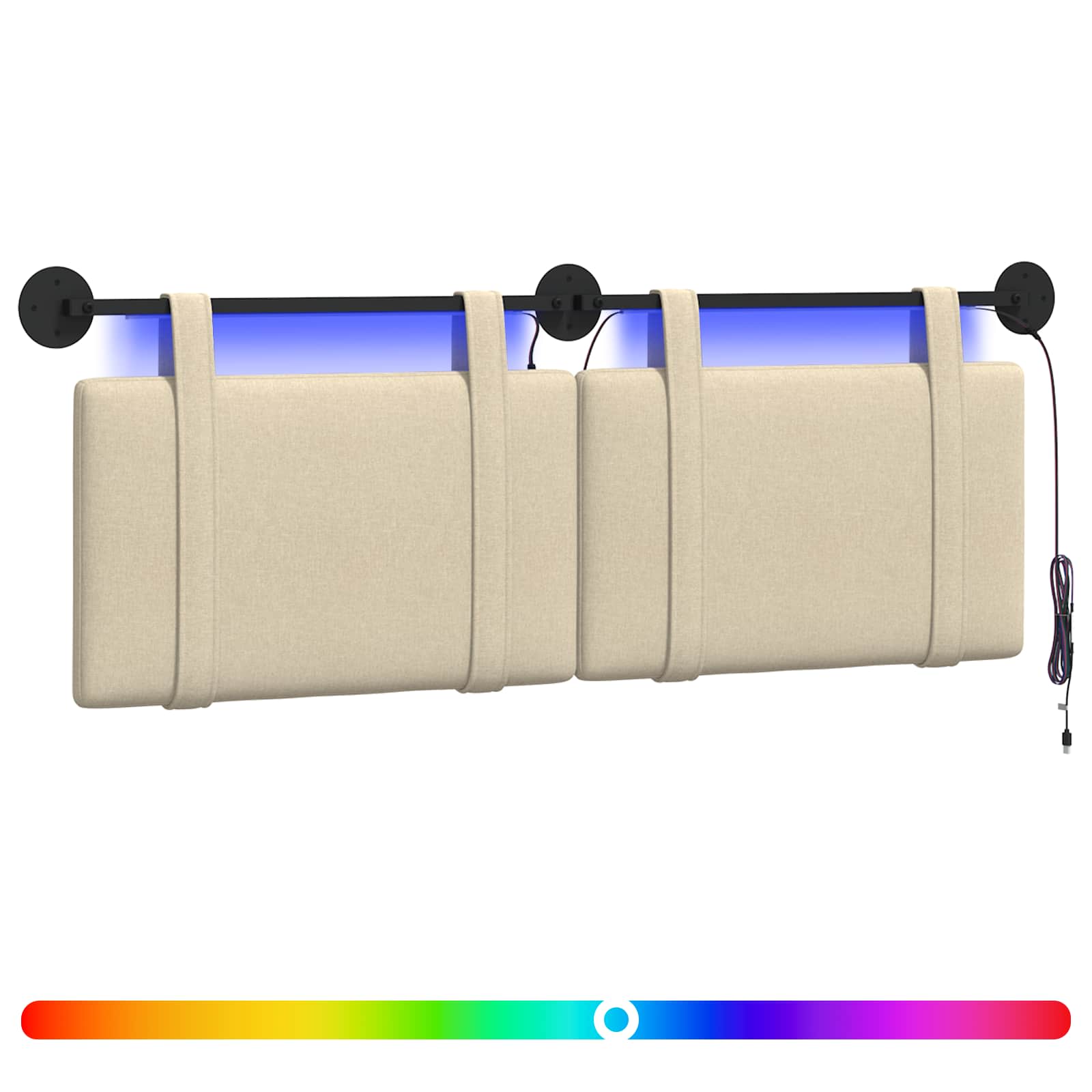 Hängendes Kopfteil Mit LED Licht Wolkengrau Stoff