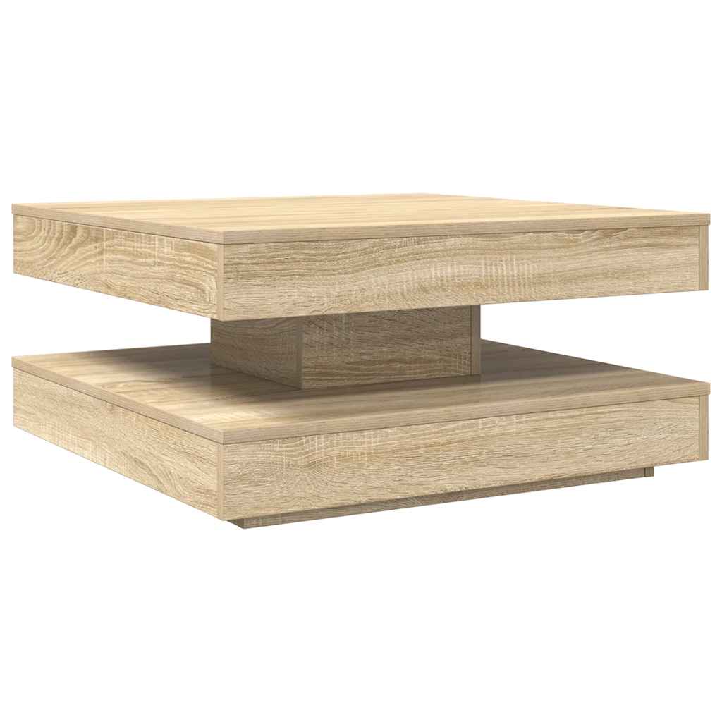 Couchtisch 360-Grad Drehbar Weiß 90x90x34,5 cm
