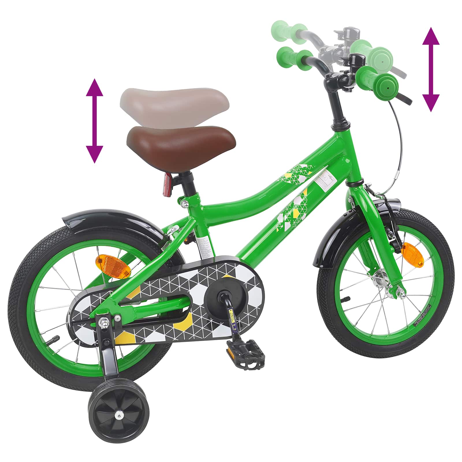 Kinderfahrrad 12 Zoll für 2-4 Jahre alt Schwarz