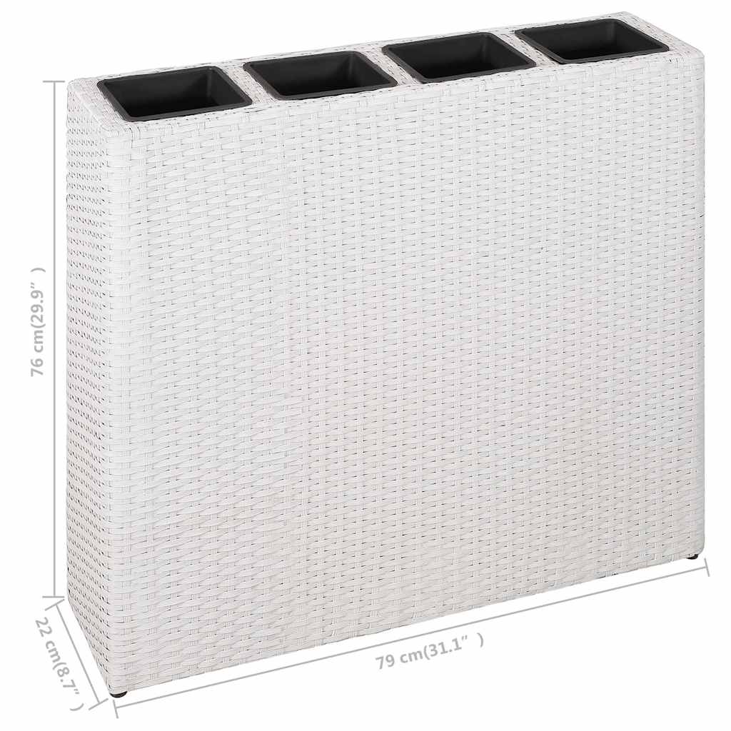 Garten-Hochbeet mit 4 Töpfen 2 Stk. Poly Rattan Grau