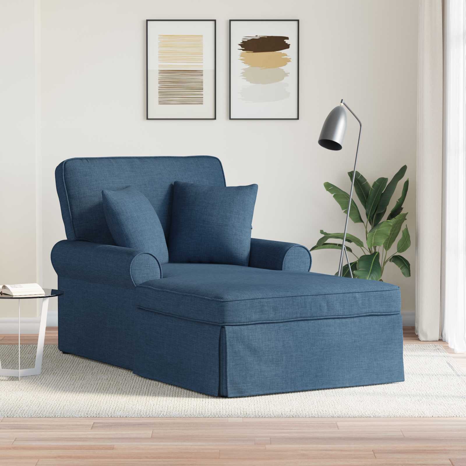 Chaise Lounge mit Rock mit Kissen 3 pcs Hellgrau Stoff