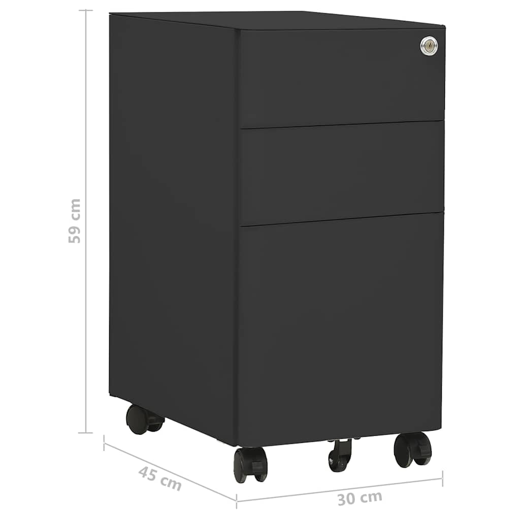 Aktenschrank mit Rollen Weiß 30x45x59 cm Stahl