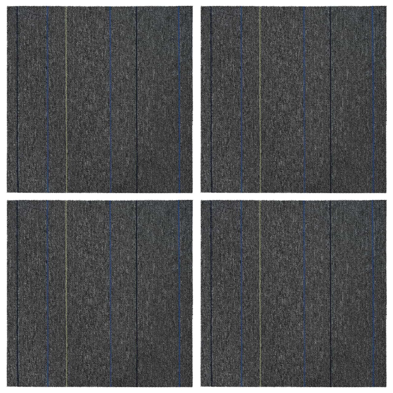 Teppichfliese Hellgrau mit Streifen 50 x 50 cm 4 pcs
