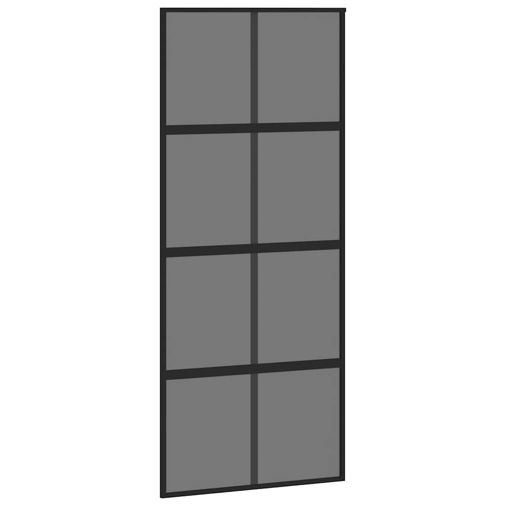 Schiebetür mit Beschlag Schwarz 76x205 cm Hartglas