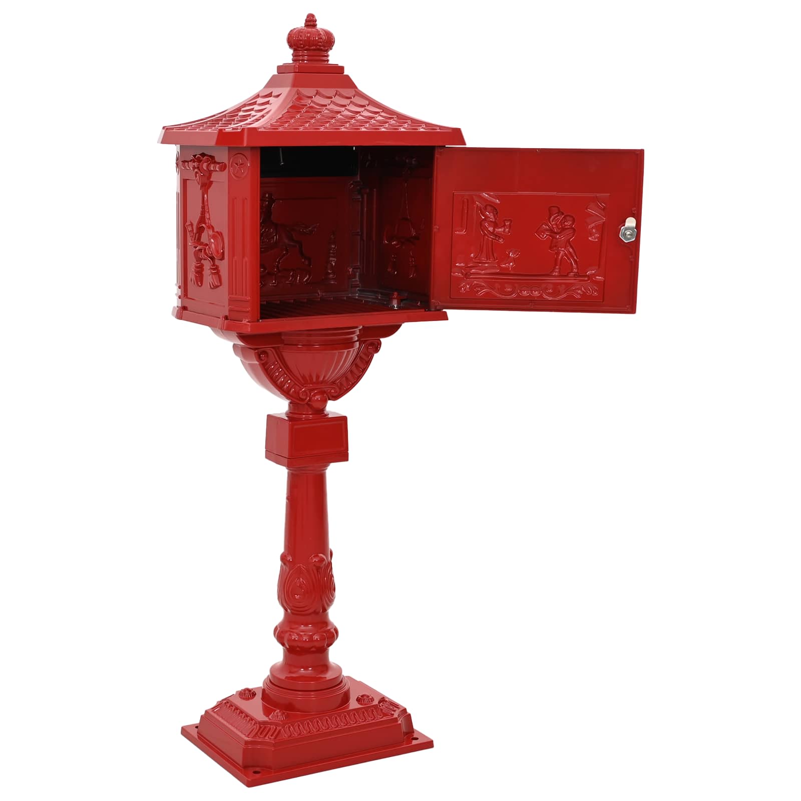 Stehender Briefkasten mit Speicher Schwarz 42,5 x 29,5 x 117 cm