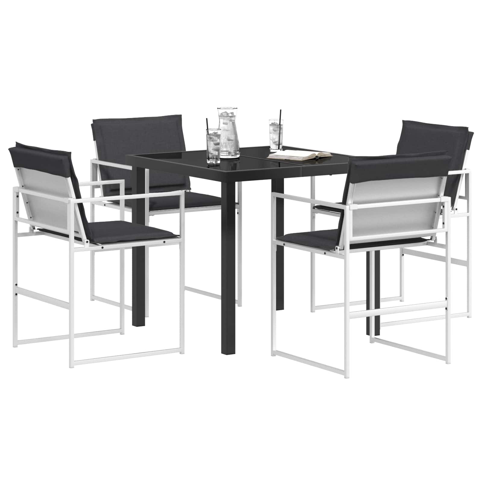 Garten Essgruppe 5 pcs Schwarz 140 x 70 x 73 cm