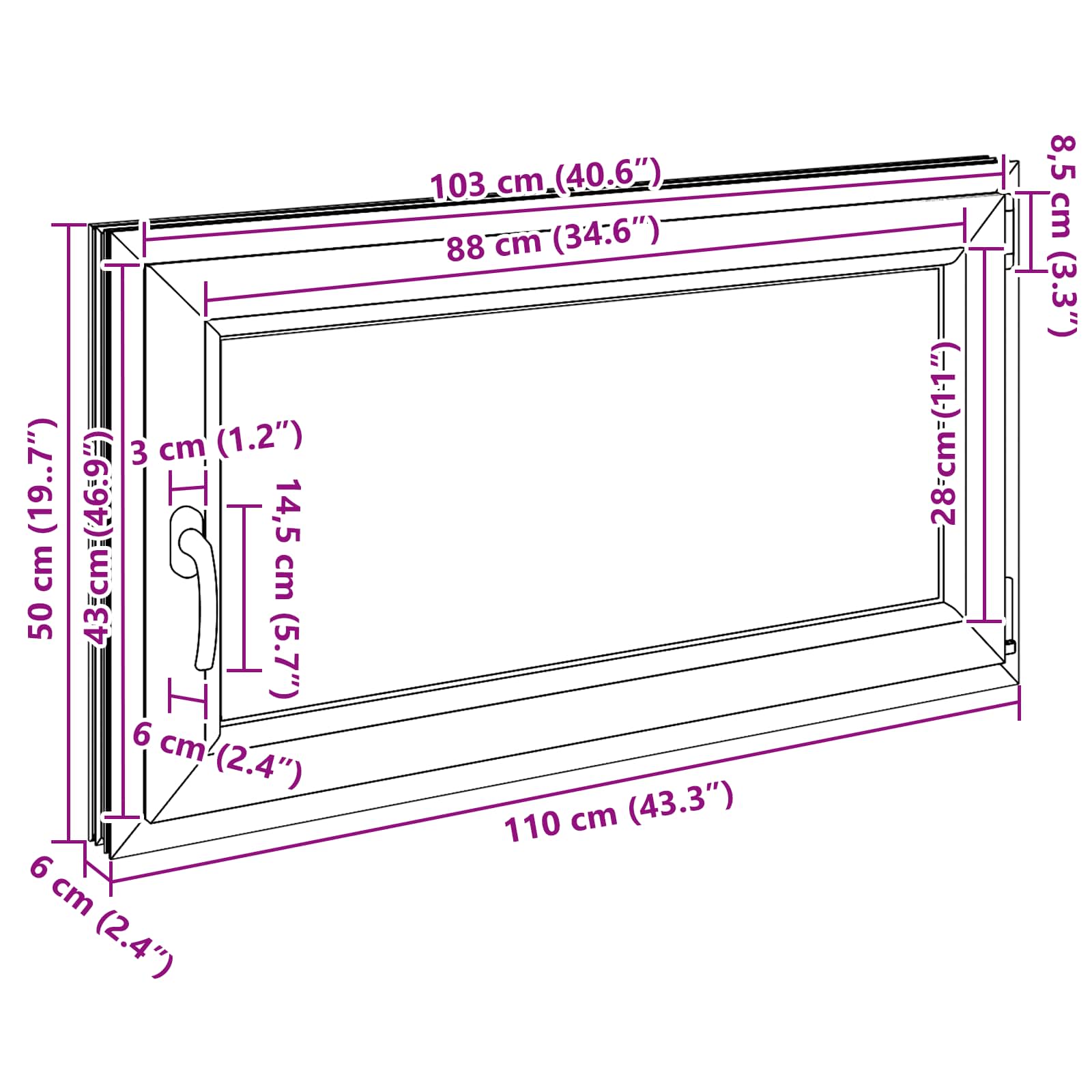 Kellerfenster RISOR 50 x 50 cm PVC und Glas Weiß