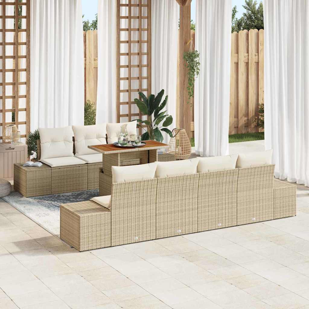 Garten Essgruppe mit Kissen 8 pcs Schwarz und Creme