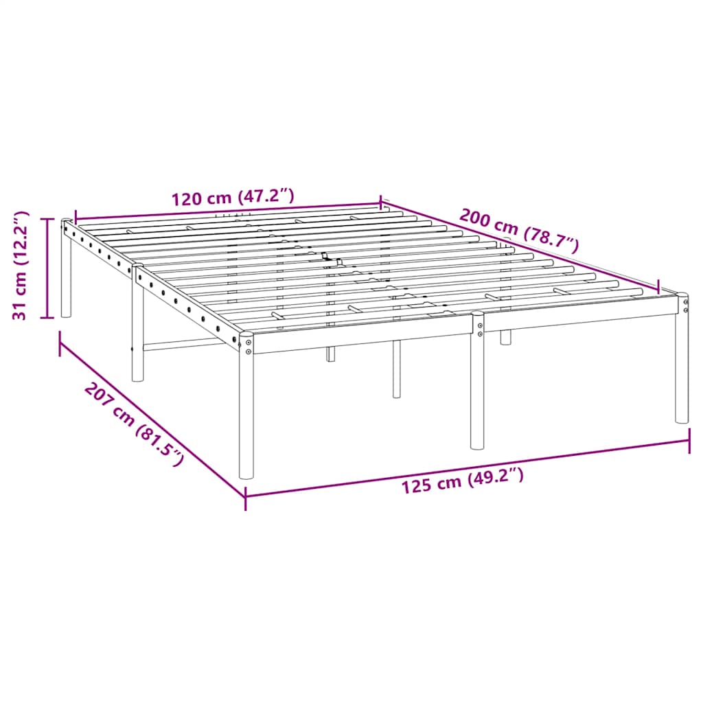 Bettgestell Metall Schwarz 75x190 cm