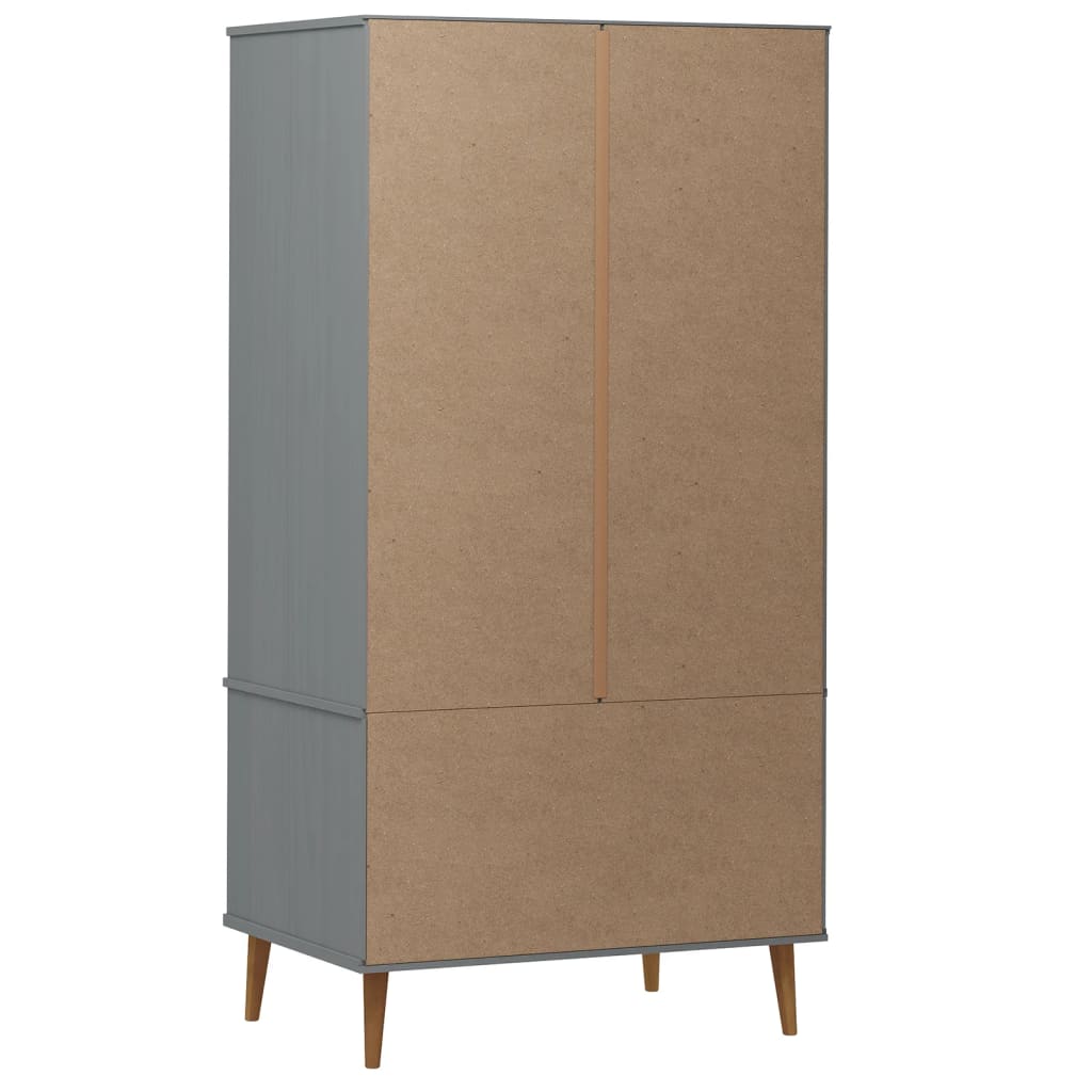 Kleiderschrank MOLDE Braun 90x55x175 cm Massivholz Kiefer