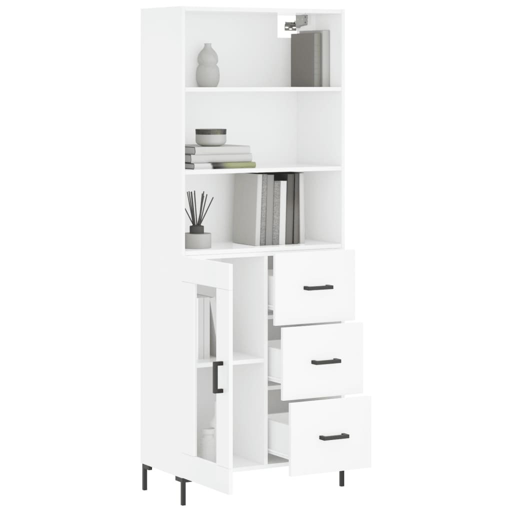 Highboard Hochglanz-Weiß 69,5x34x180 cm Holzwerkstoff
