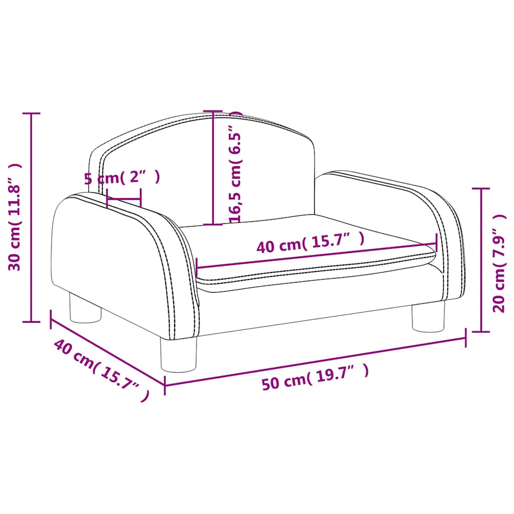 Kindersofa Creme 70x45x30 cm Stoff
