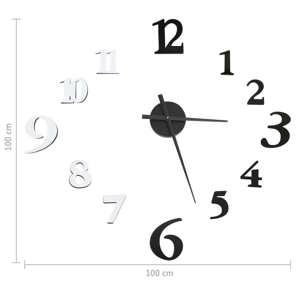 3D-Wanduhr Modernes Design Silbern 100 cm XXL