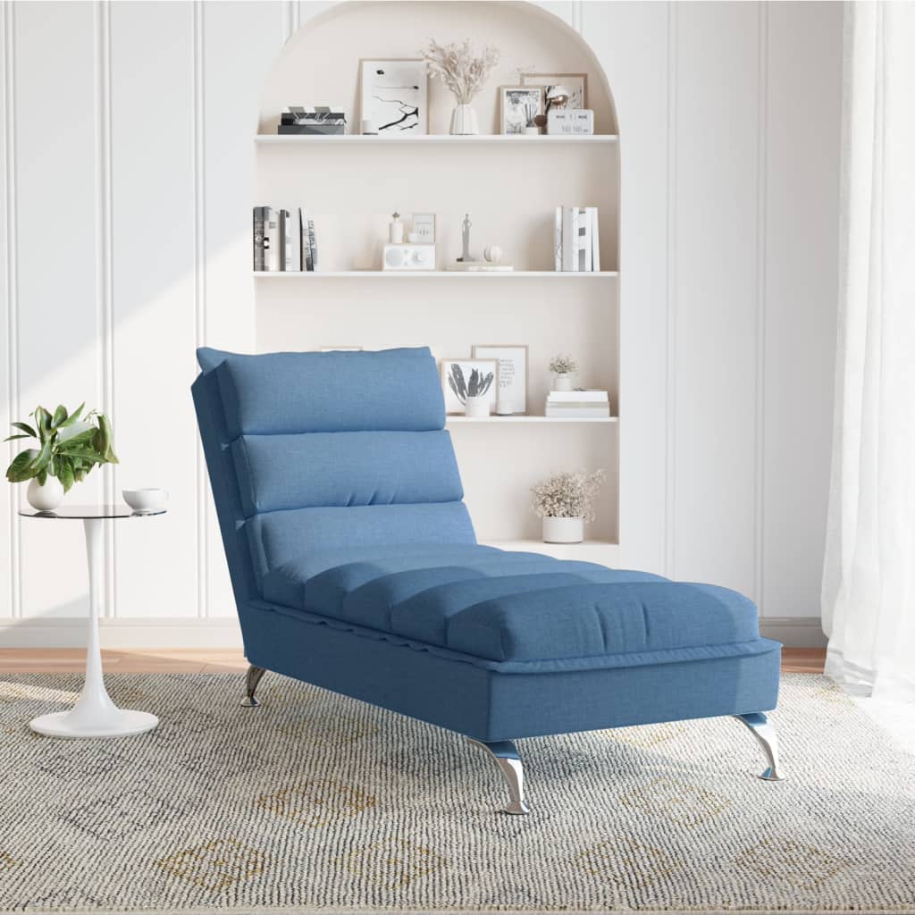 Chaiselongue mit Kissen Hellgrau Stoff