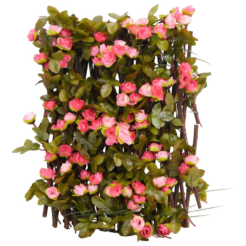 Rankgitter mit Künstlichem Efeu Erweiterbar Dunkelrosa 180x20cm