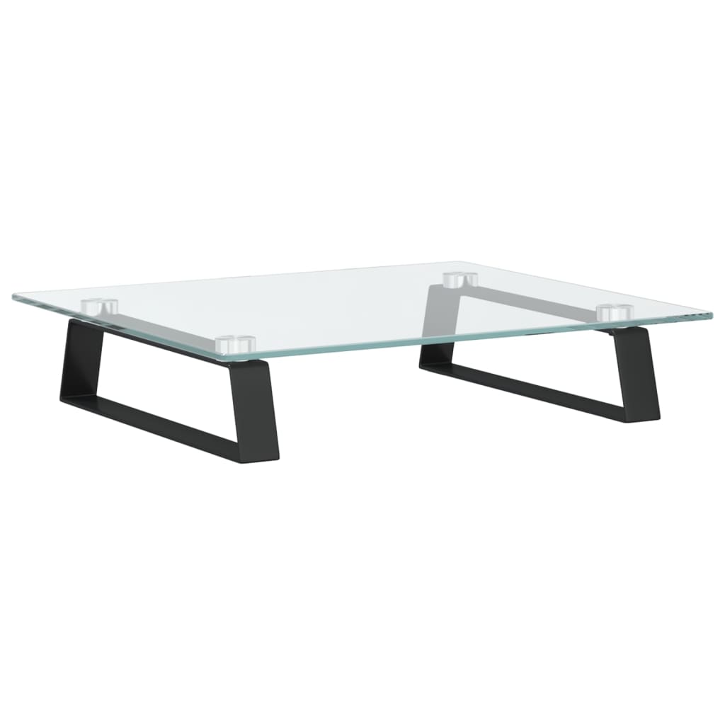 Monitorständer Weiß 60x20x8 cm Hartglas und Metall