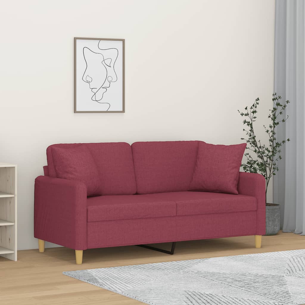 2-Sitzer-Sofa mit Zierkissen Braun 120 cm Stoff