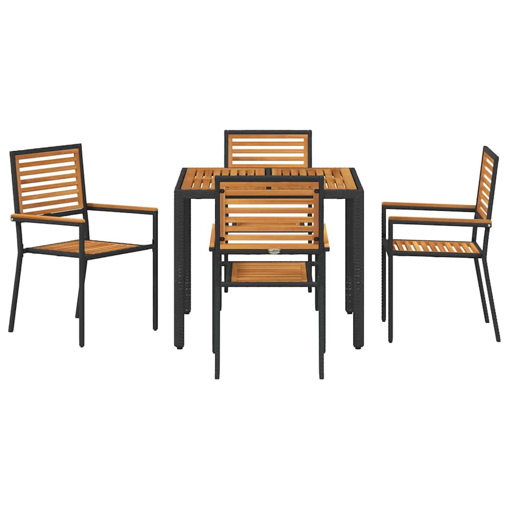 Garten Essgruppe 3 pcs Schwarz und Braun Poly-Rattan