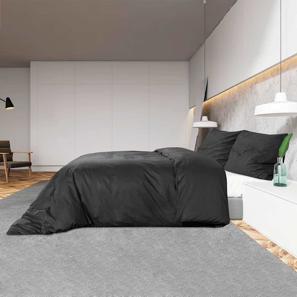 Bettwäsche-Set Anthrazit 140x200 cm Leichte Mikrofaser