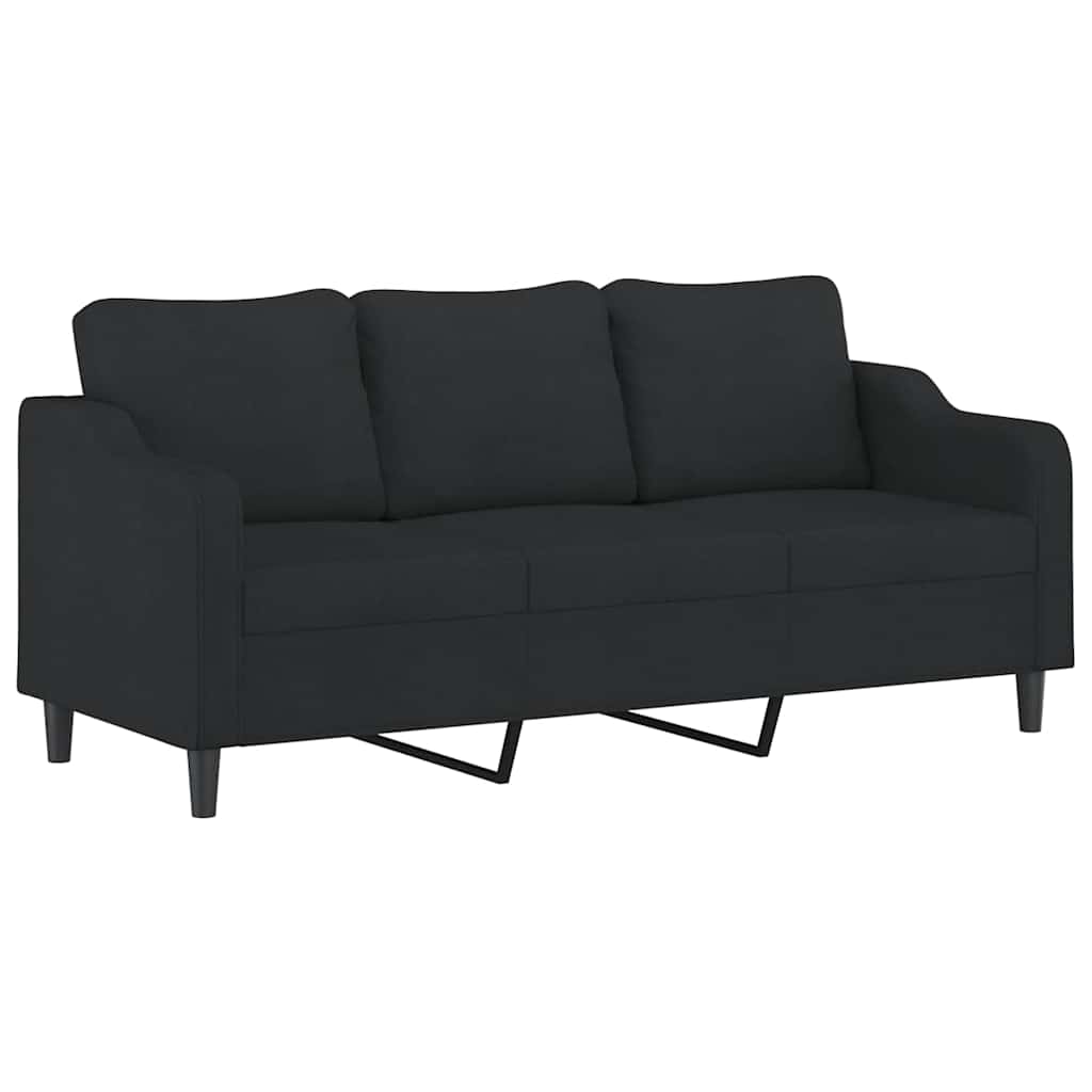 3-tlg. Sofagarnitur mit Kissen Braun Stoff