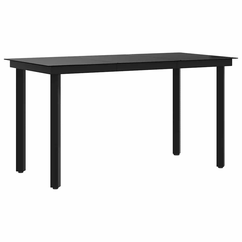 Garten-Esstisch Schwarz 160x80x74 cm Stahl und Hartglas