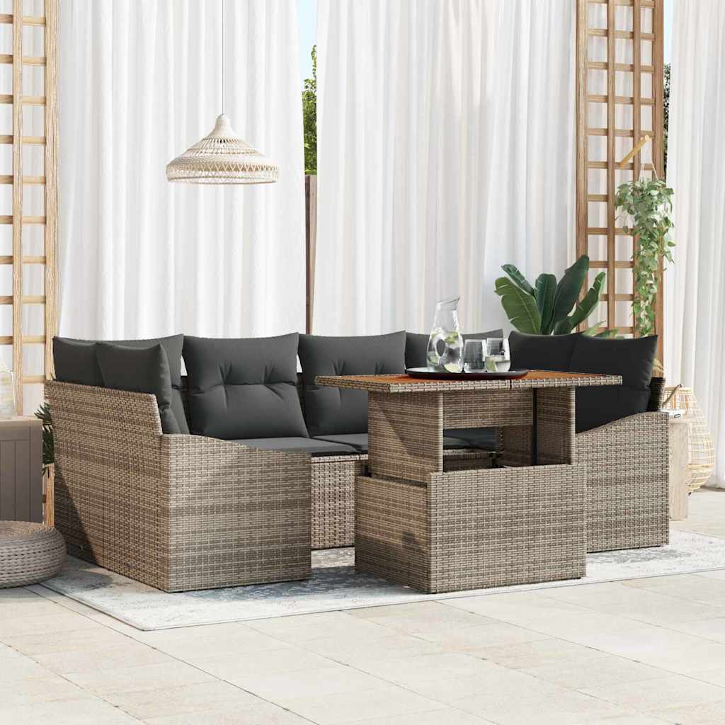 Garten Essgruppe mit Kissen 7 pcs Schwarz und Creme
