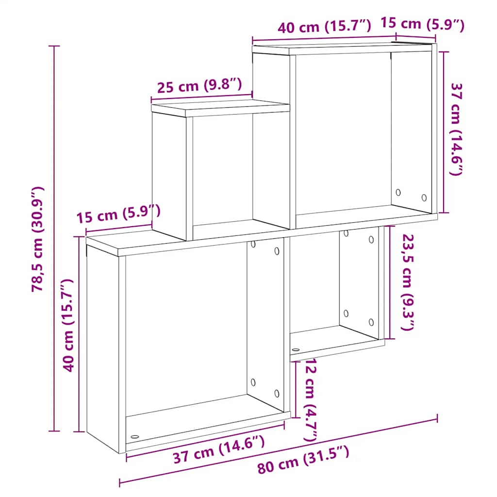Würfelregal Weiß 80x15x78,5 cm Holzwerkstoff