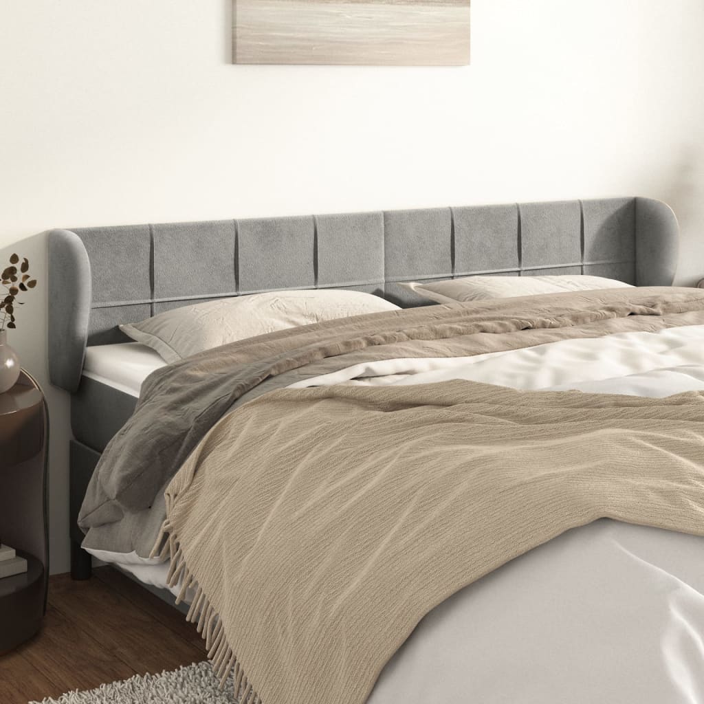 Kopfteil mit Ohren Dunkelblau 93x23x78/88 cm Samt