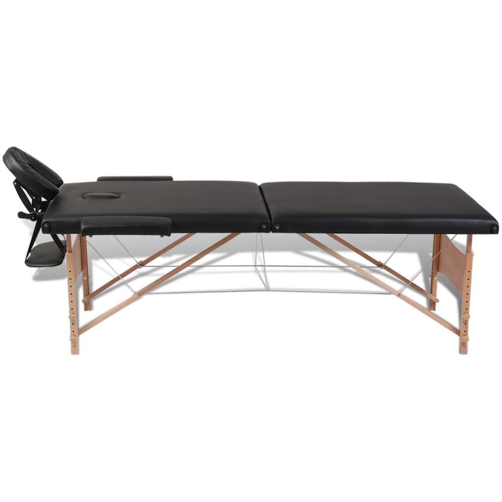 Massagetisch mit 2 Zonen Holzrahmen Anthrazit 186×68 cm