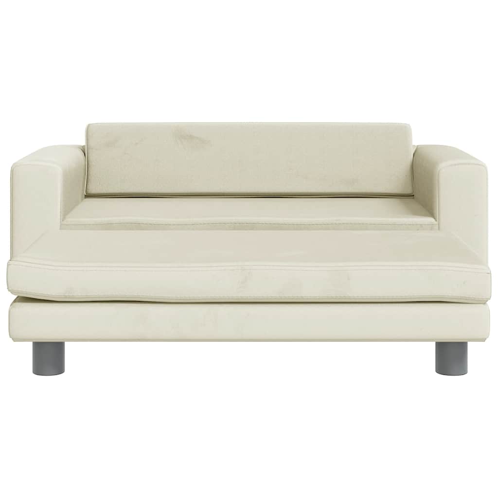 Kindersofa mit Hocker Blau 100x50x30 cm Samt