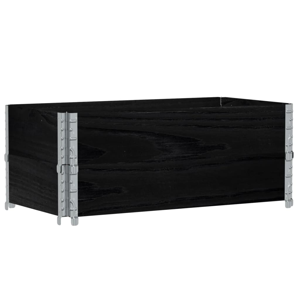 Paletten-Aufsatzrahmen Schwarz 80x60 cm Massivholz Kiefer
