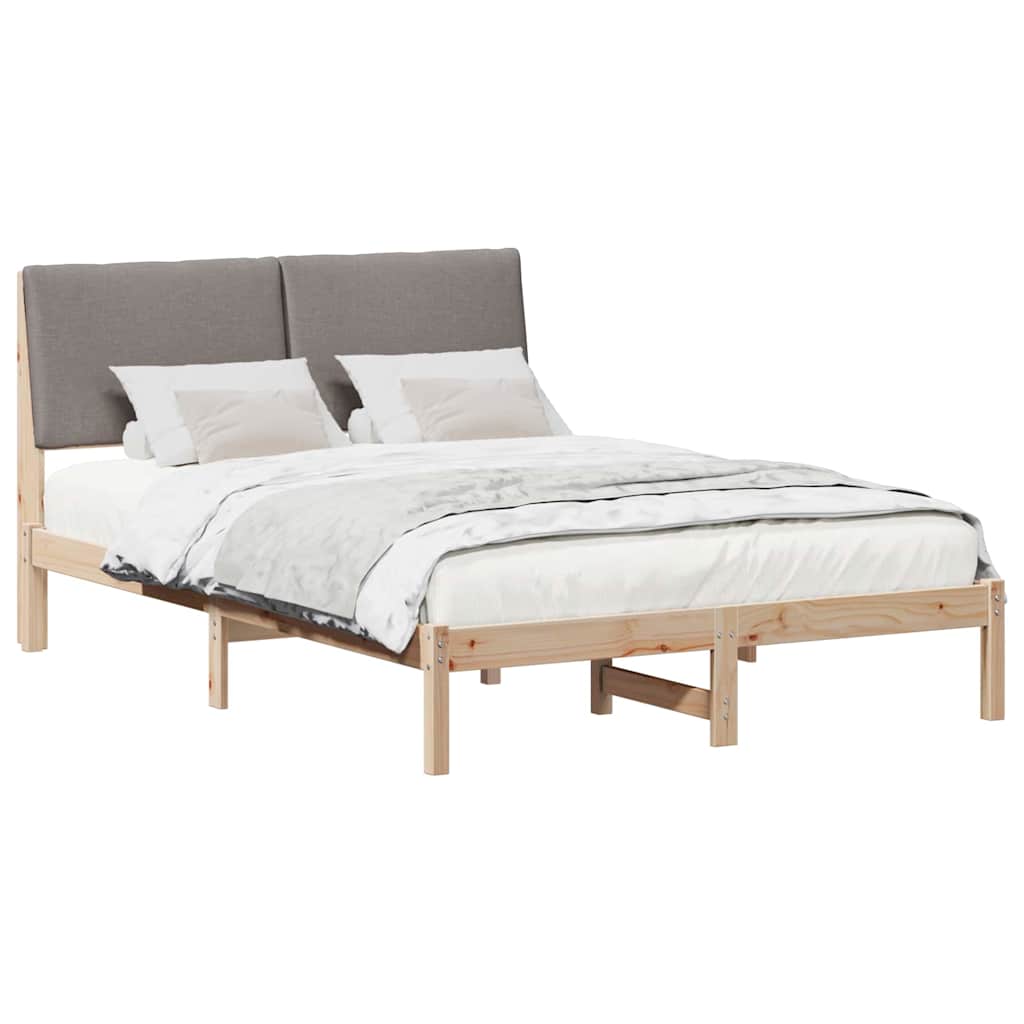 Bettgestell Braun und hellgrau 200 x 200 cm Massivholz Kiefer