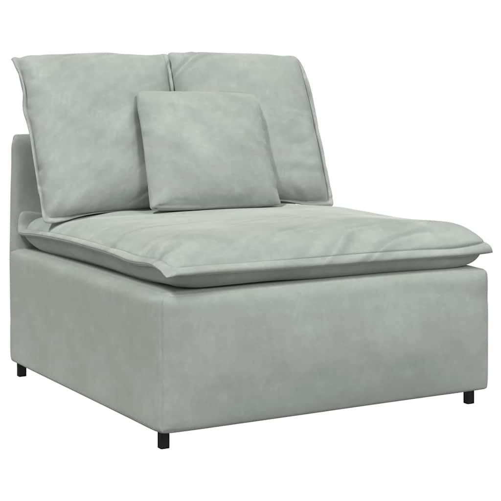Modulares Sofa mit Fußhocker Kissen Samt Blau