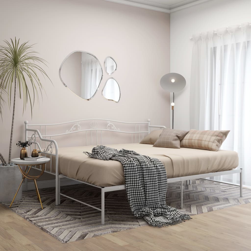 Ausziehsofa Bettgestell Schwarz Metall 90x200 cm