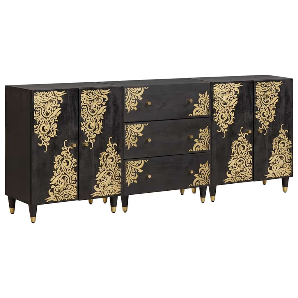 Badezimmerschrank-Set 3 pcs Grau und Gold 180 x 33 x 75 cm