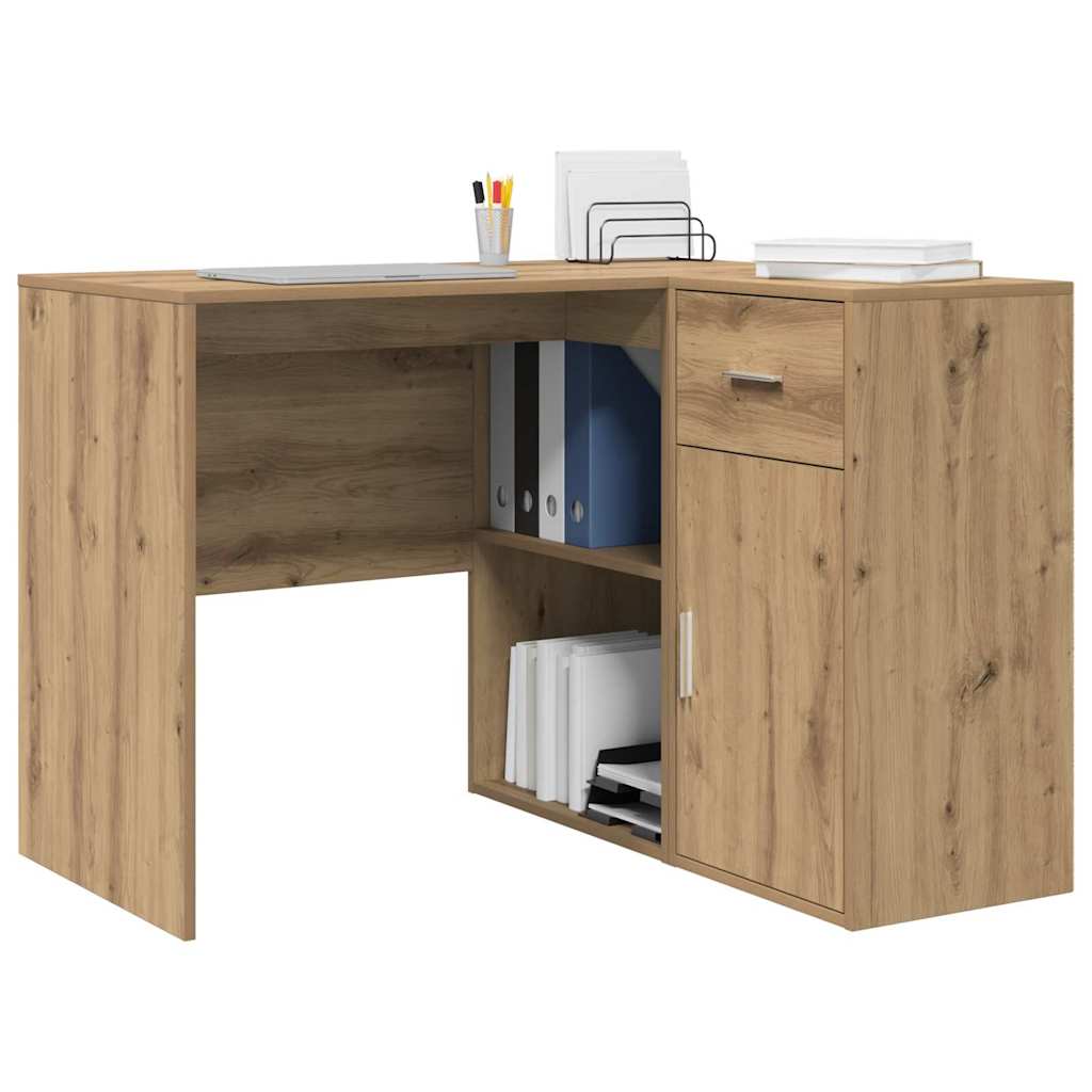 Eck-Schreibtisch Schwarz Eichen-Optik 102 x 88 x 75 cm