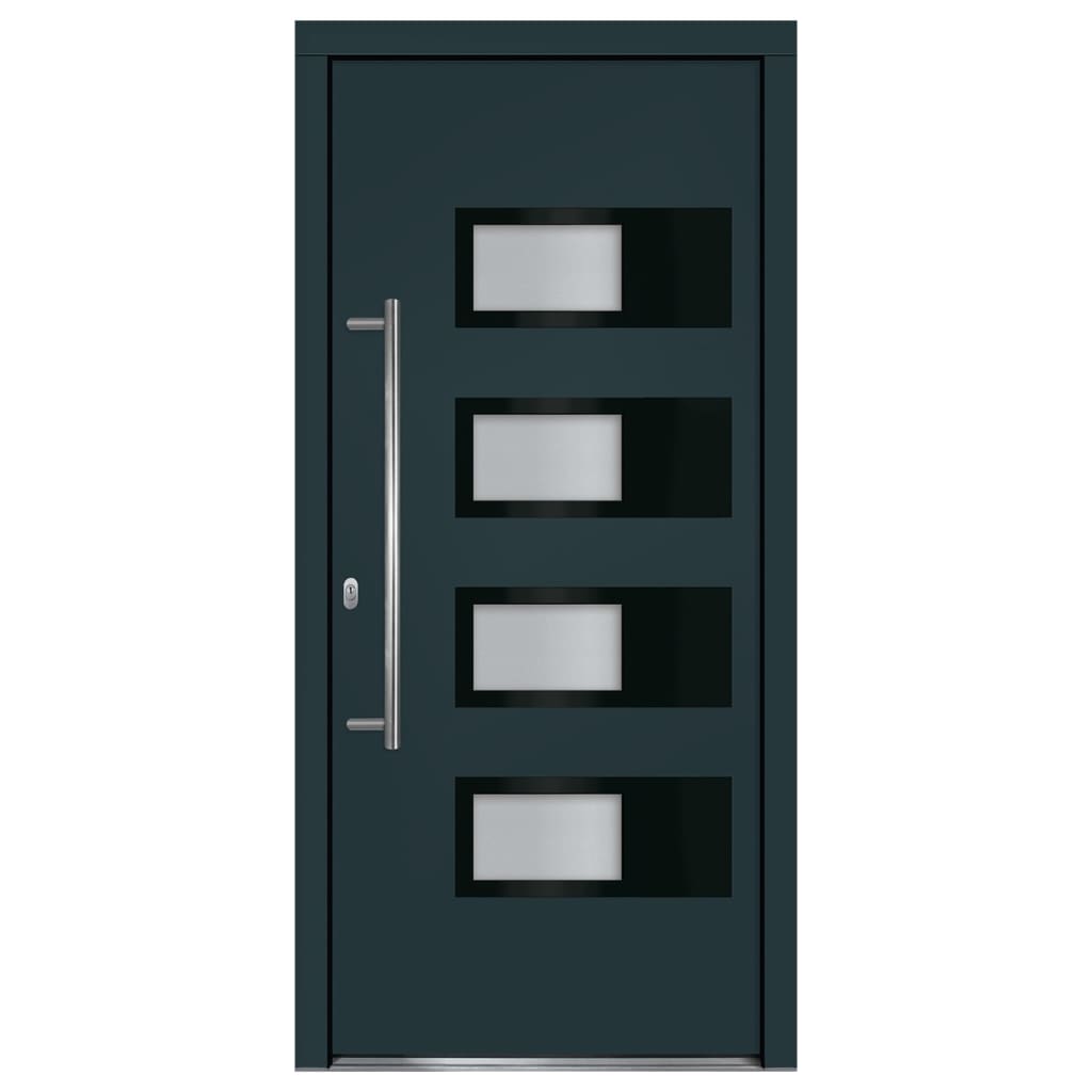 Haustür Anthrazit 100x210 cm Aluminium und PVC